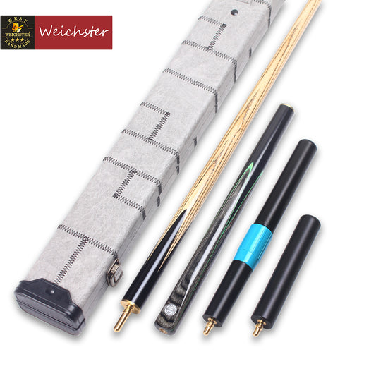 Weichster Handmade 3/4 Grey Ebony Snooker Pool Cue 8.5mm Small Tip Cue With Case Extensions