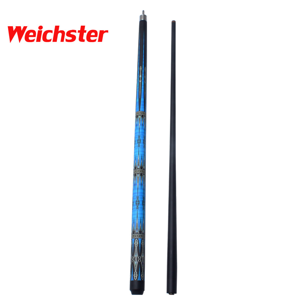 Weichster 57" 1/2 Black Fiberglass Billiard Pool Cue Stick Full Decal Wrap 19oz 13mm Tip