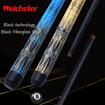 Weichster 57" 1/2 Black Fiberglass Billiard Pool Cue Stick Full Decal Wrap 19oz 13mm Tip