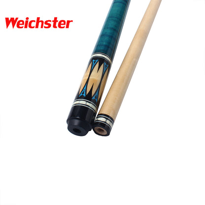 Weichster 57" 1/2 Billiard Pool Cue Stick Blue Birdeye Flame Maple Wood Butt 18oz to 19oz 13mm Tip