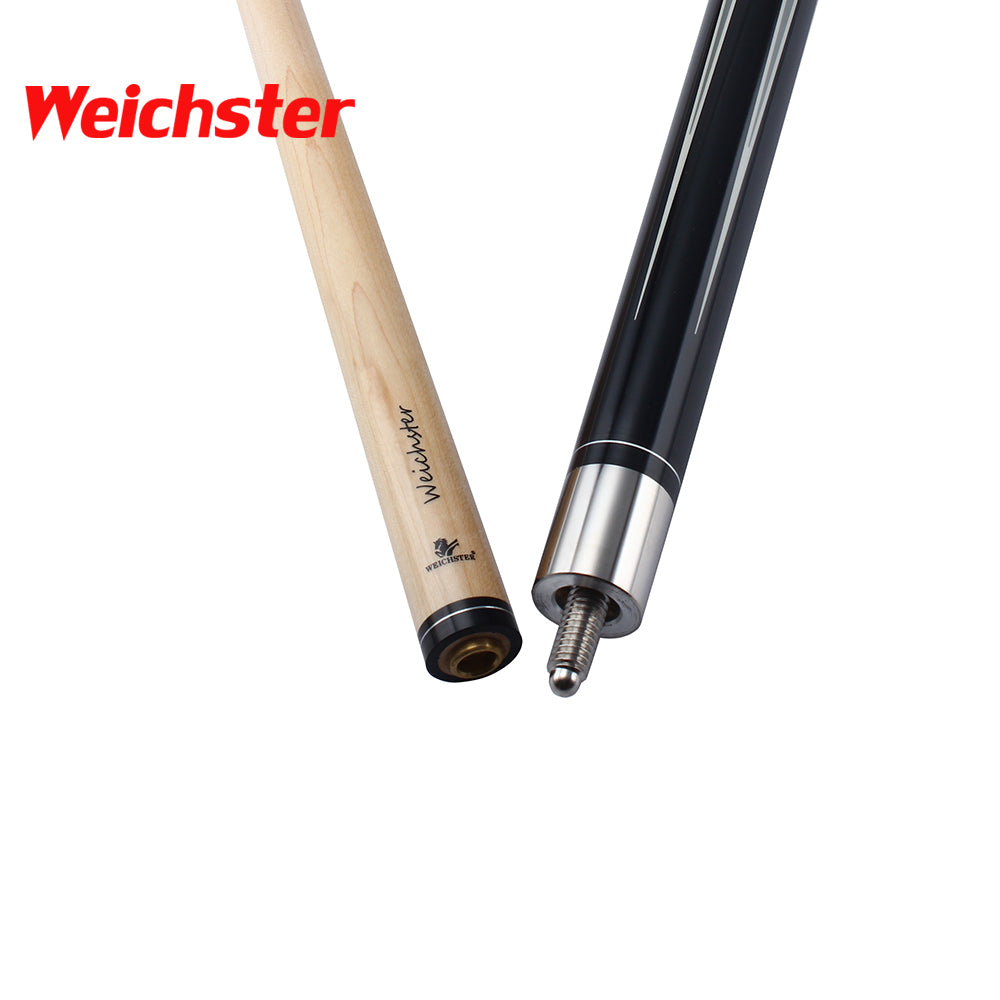 Weichster 58" 1/2 Black Billiard Pool Cue Stick Leather Grip with Glove