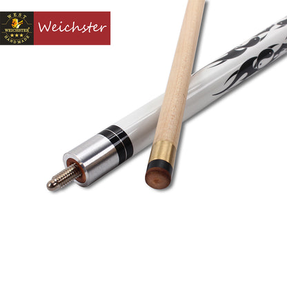 Weichster Billiard Pool Cue Stick 1/2 Maple Wood with Case and Glove 58" 13mm Screw on Tip Cue
