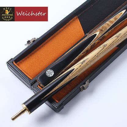 Weichster 3/4 Jointed Handcraft Snooker Pool Cue Ash Shaft Ebony BurlWood Case Extension Set