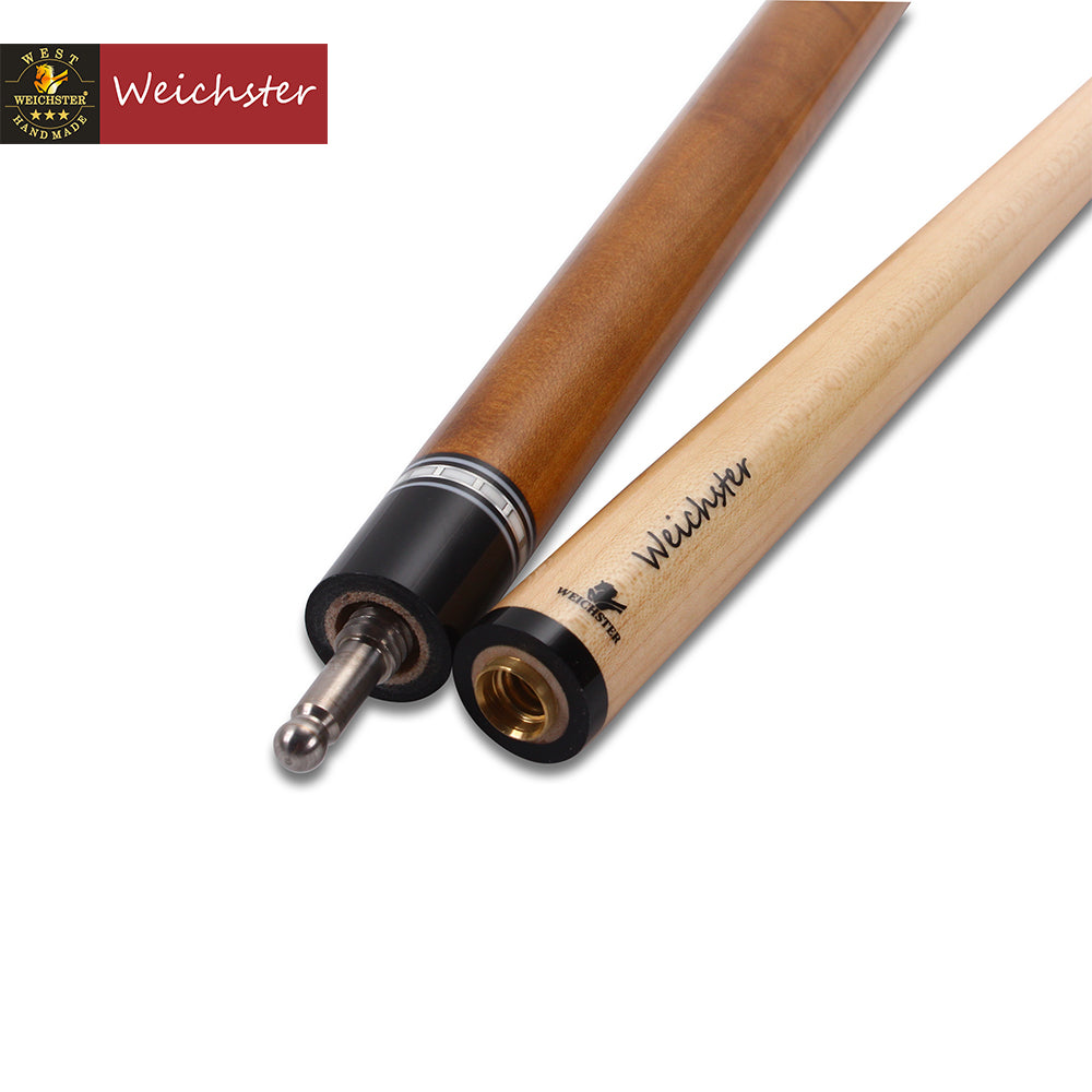 Weichster 58" 1/2 Billiard Pool Cue Stick Birdeye Maple Wood with Snake Skin Wrap 19oz to 21oz 13mm Tip