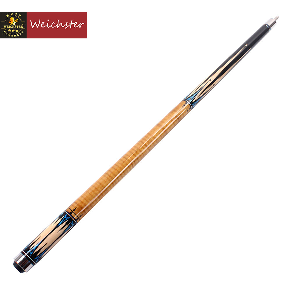 Weichster 58" 1/2 Billiard Pool Cue Stick Flame Maple Wood Wrap 19oz to 21oz 13mm Tip
