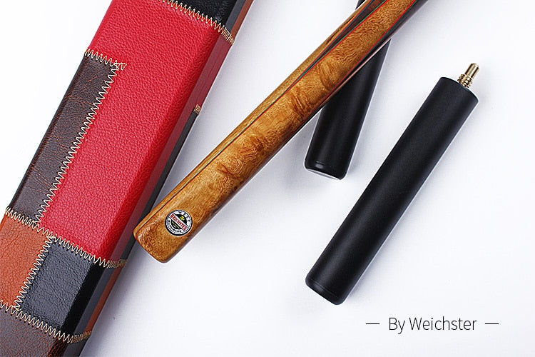 Weichster Enlighten One 1Piece Handmade Rosewood Red Snooker Pool Cue Case Set 9.3-9.5mm Tip with Wine Red Case