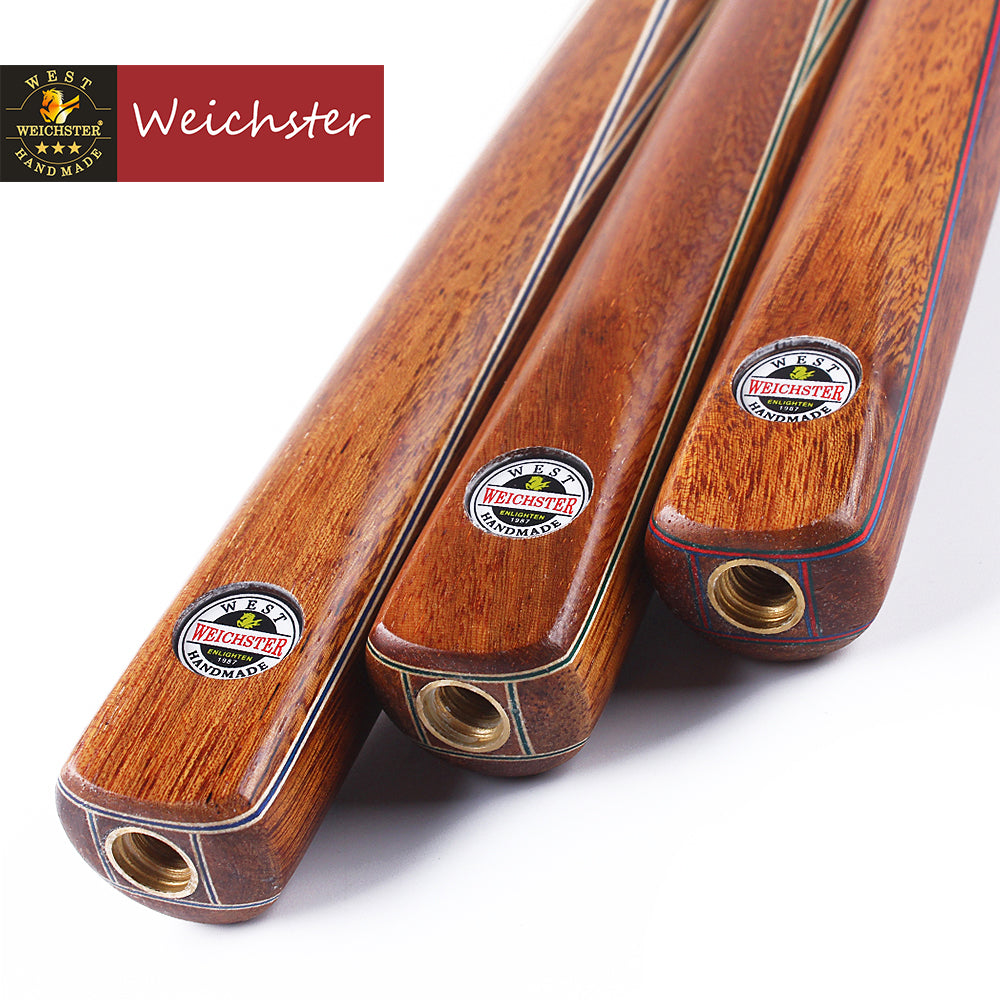 Weichster 3/4 Jointed Handmade Snooker Cue Pool Ash Shaft Black Walnut Wood with Cue Case Extension Glove