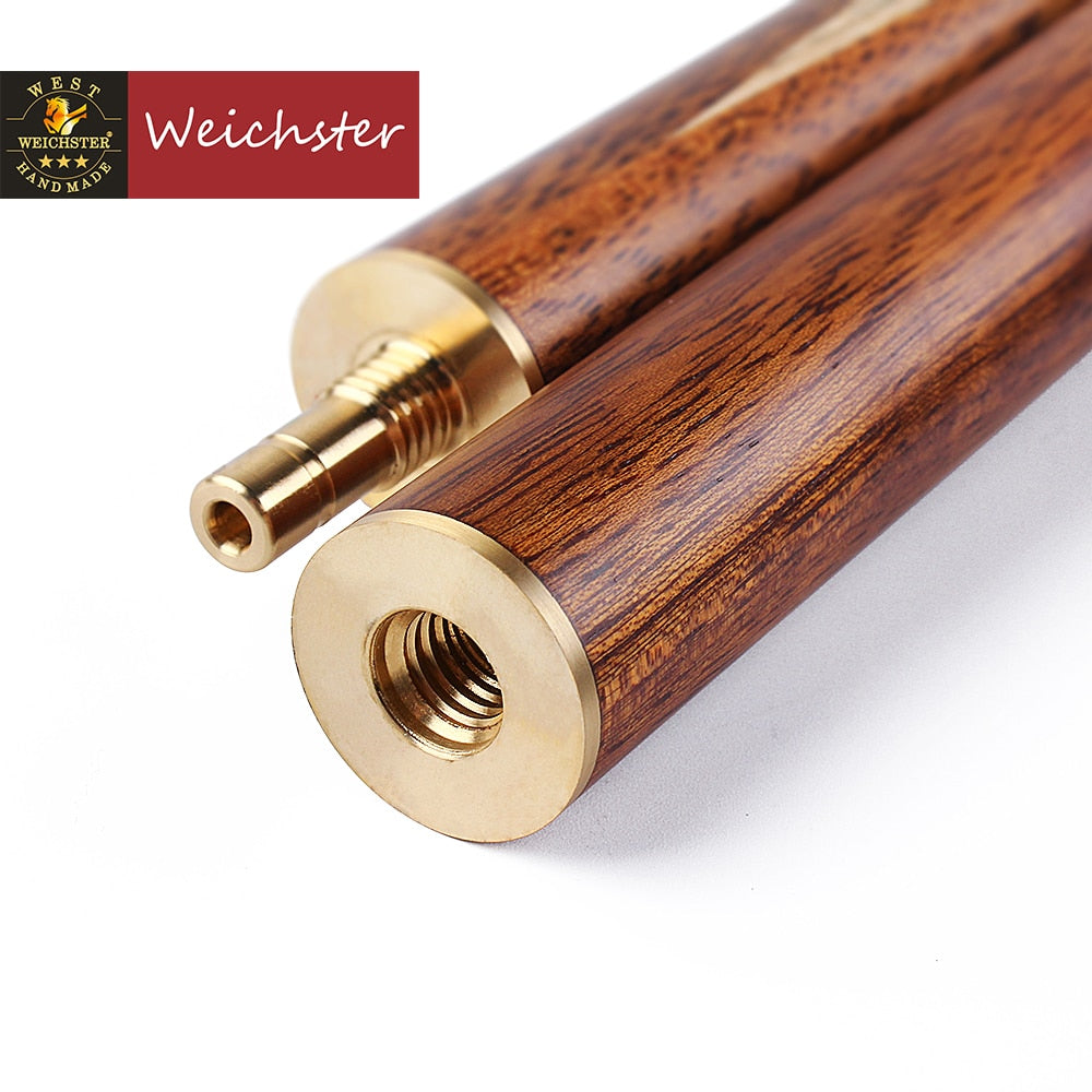 Weichster 3/4 Jointed Handmade Snooker Cue Pool Ash Shaft Black Walnut Wood with Cue Case Extension Glove