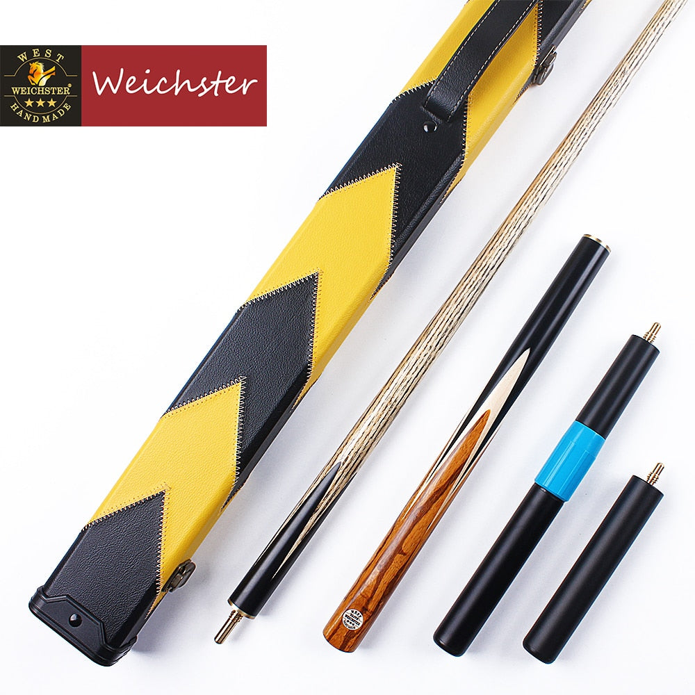 Weichster 3/4 Jointed Handmade Ash Marble Wood Snooker Cue Two Models with Yellow Black Case