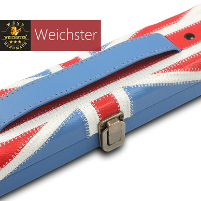 Weichster One 1Piece or 3/4 Union Jack Flag Design Blue Snooker Pool Cue Case