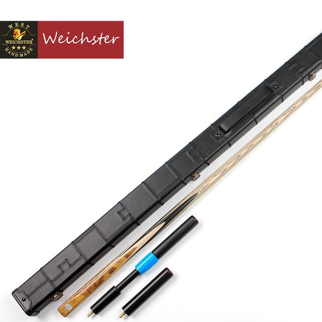 Weichster Golden Burr Ebony One 1 Piece Handmade Snooker English Pool Cue and Case Extension